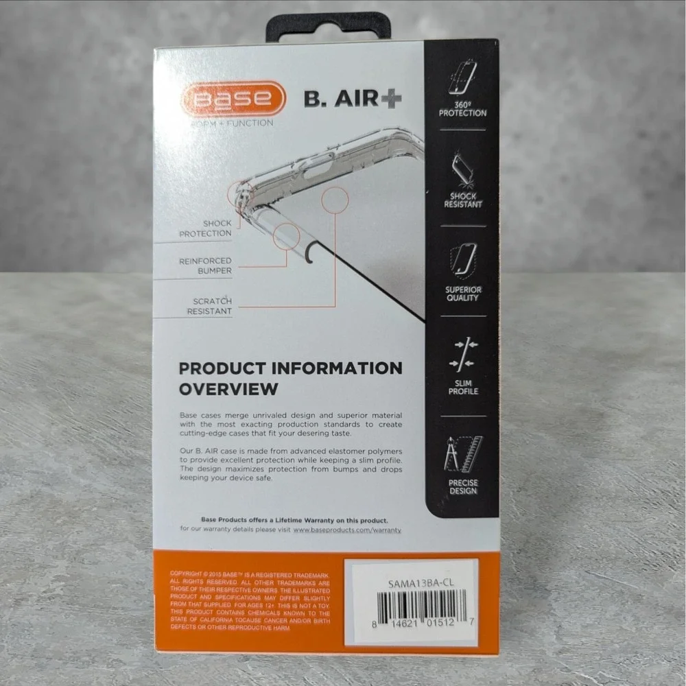 G2. Base B. Air+ Case For Samsung A13 Clear Form + Function N2 Impact Protection